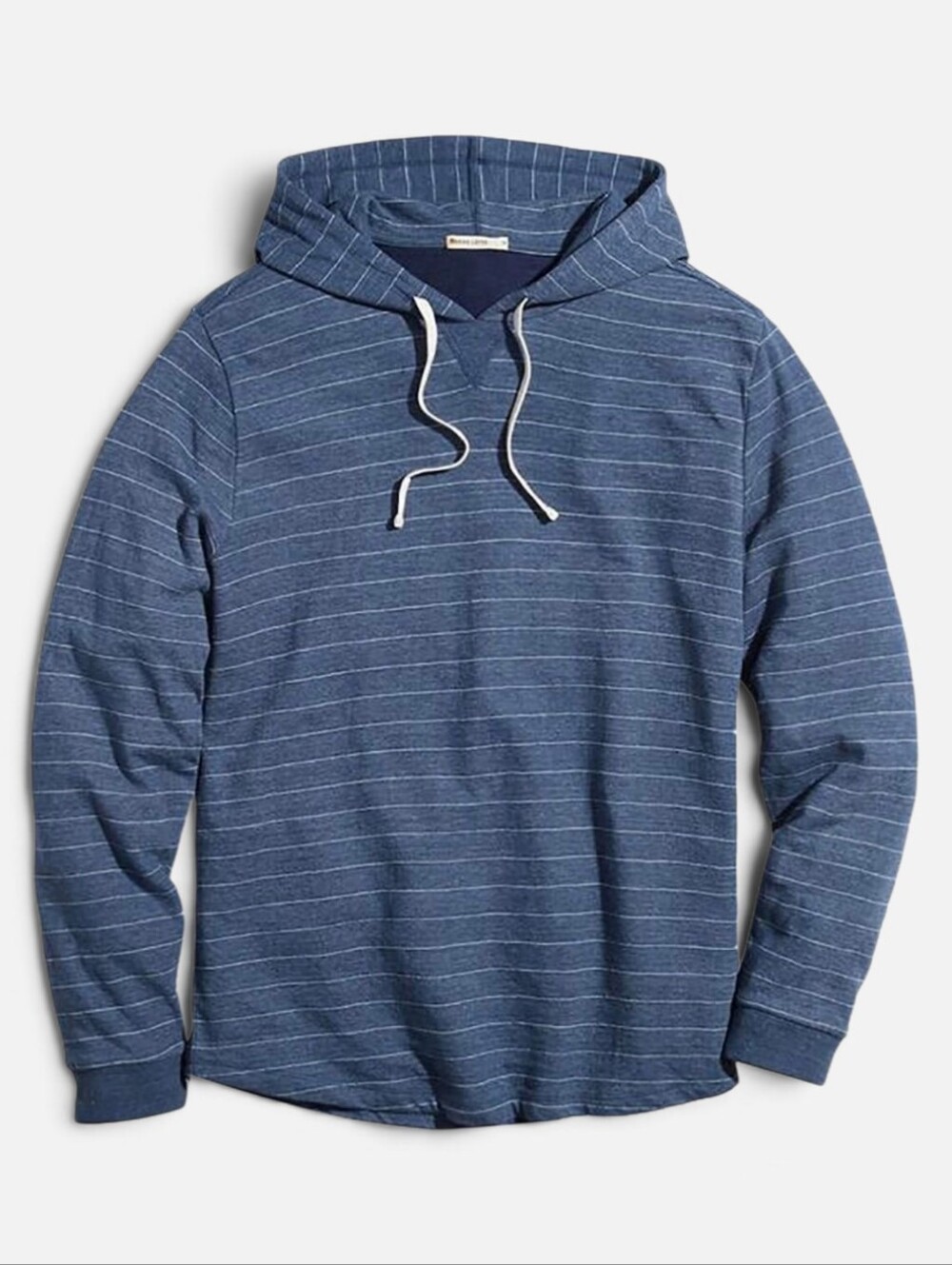 Marine Layer DK Blue Striped Pullover Hoodie Long-Sleeve Shirt Sz.Large